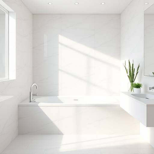 Banheiro moderno com banheira de hidromassagem e revestimento em porcelanato